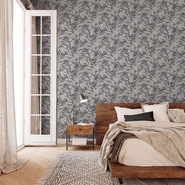 Tapete Weiß Grau Floral Natur für Wohnzimmer Schlafzimmer Küche MADE IN GERMANY 10,05 x 0,53m