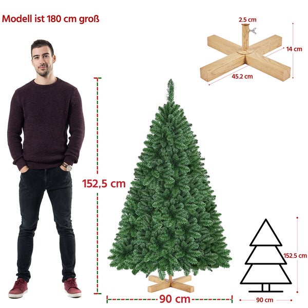 Yaheetech 152.5 cm Künstlicher Weihnachtsbaum mit Spitzen , Grün
