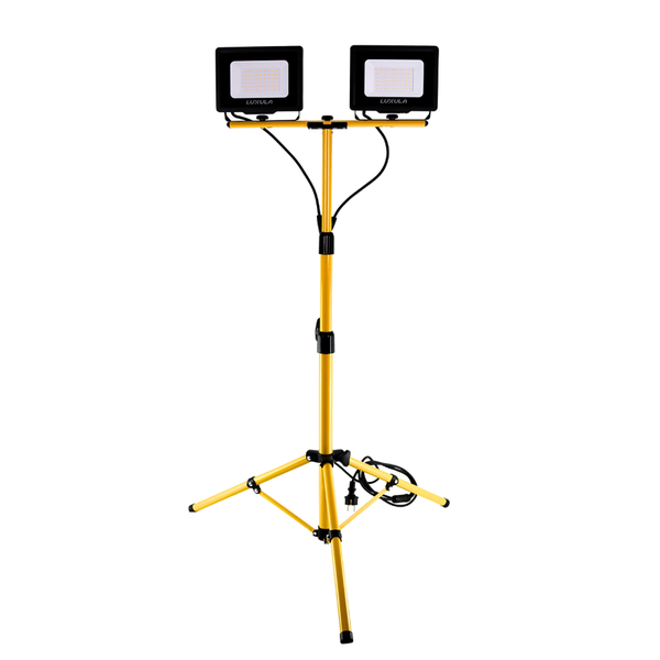 LUXULA LED Baustrahler mit Stativ 2x50W 4000K Neutralweiß 10000Lm IP65 Strahler mit Schutzkontaktstecker