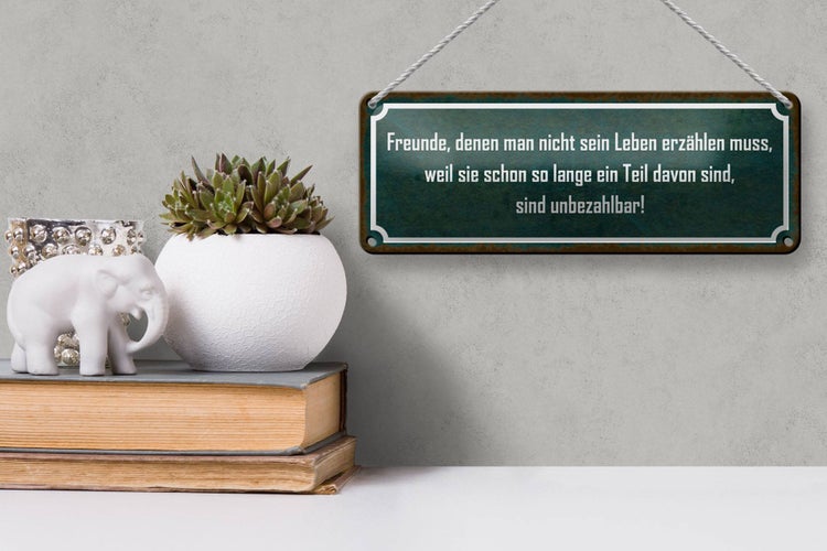 Blechschild Spruch 27x10cm Freunde sind unbezahlbar Dekoration