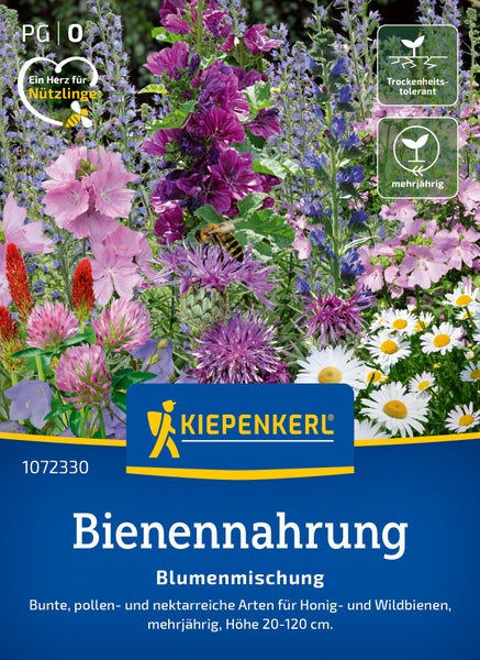 Kiepenkerl Blumensamen Mischung Bienennahrung für Wildbienen und Honigbienen mit trockenheitstoleranten und mehrjährigen Blumenarten.