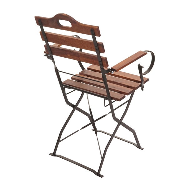 Holzklappstuhl mit Armlehne von hinten