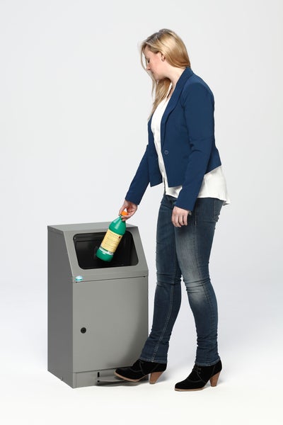 PROREGAL Selbstlöschender Wertstoffsammler Mit Fußpedale 43 Liter HxBxT 76 x 40,5 x 47,5 cm Verzinkter Stahl Grau