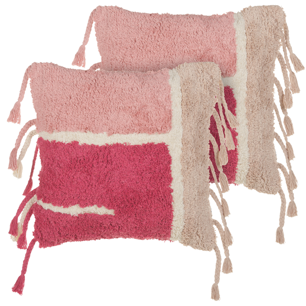 Dekokissen 2er Set BISTORTA Baumwolle 45 x 45 cm Rosa Geometrisches Muster