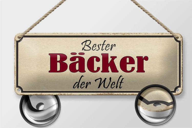 Blechschild Spruch 27x10cm bester Bäcker der Welt Arbeit Dekoration