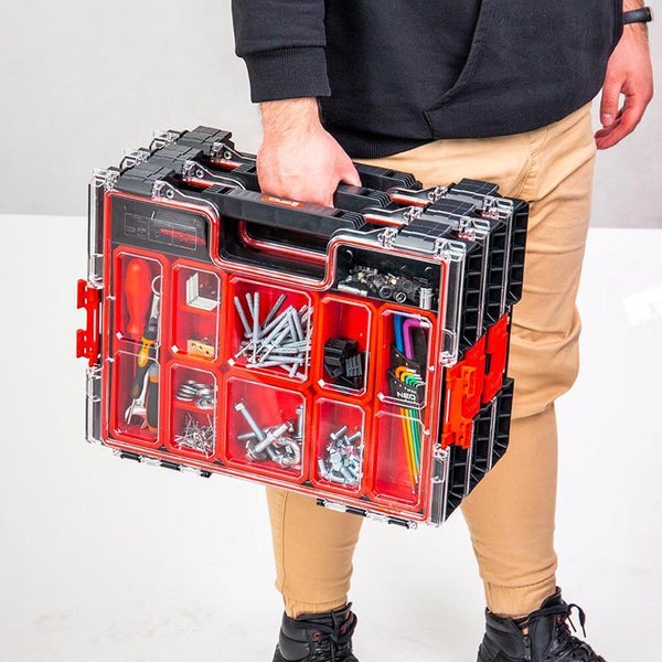 PROREGAL QBRICK Sortimentskasten Pro HxBxT 36 x 45 x 8 cm 6 Liter Mit Deckgriff Mit Klemmverschlüsse Schwarz