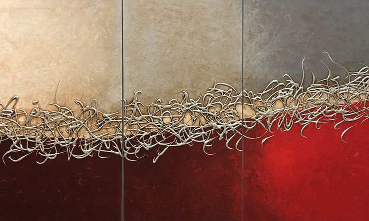 Das moderne Wandbild -Silver Growth- 190x70x2 cm handgemaltes Unikat