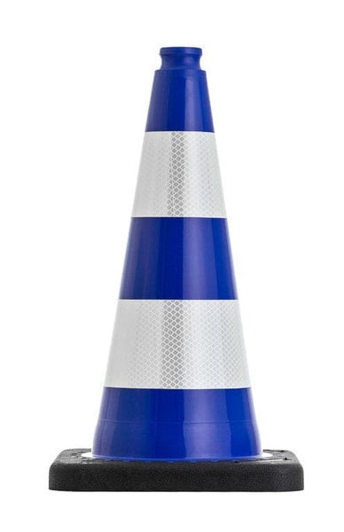 UvV FLEX Leitkegel blau | Höhe: 50 cm | flexibler Leitkegel | Warnkegel, standsicher >2 kg | hochwertiger farbiger PVC Leitkegel / Teilreflex RA2/C
