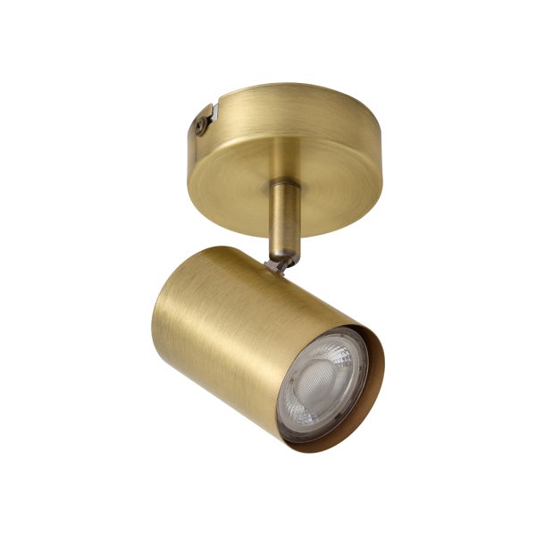 Einflammiger LED Deckenstrahler aus Metall mit verstellbarem Leuchtenkopf in Messingoptik
