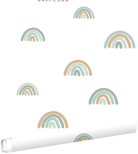 ESTAhome Tapete Regenbogen Mintgrün und Graublau - 53 cm x 10.05 m - 139254
