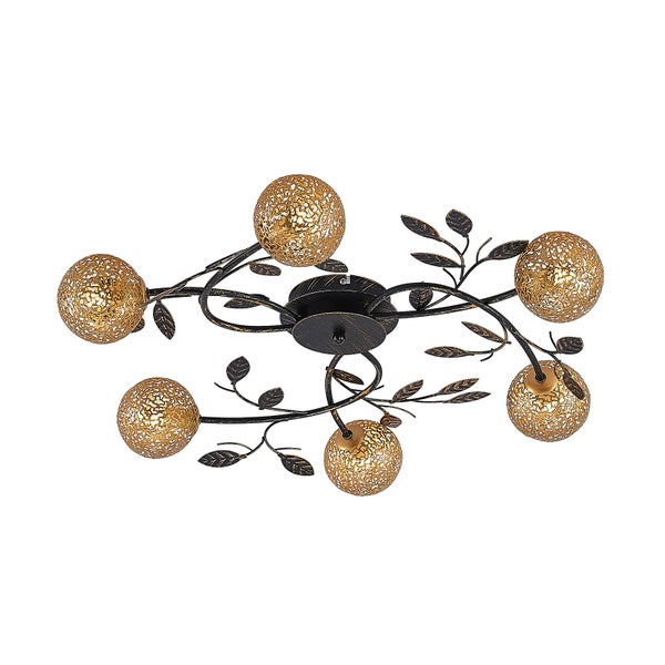 Lucande Deckenlampe Evory (Florentiner) in Schwarz aus Metall (6 flammig, G9) - Florentiner Deckenleuchte Lampe Wohnzimmerleuchte
