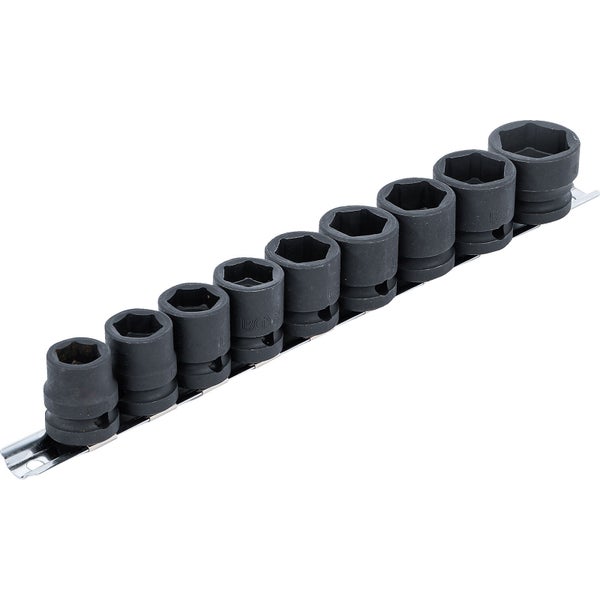 BGS Kraft-Steckschlüssel-Einsatz-Satz Sechskant, extra flach Antrieb Innenvierkant 12,5 mm (1/2) SW 13 - 24 mm 9tlg. - 9551