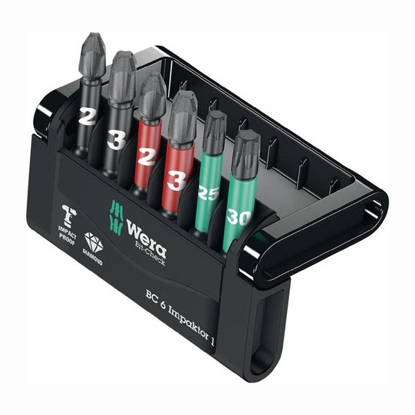 Wera Bit-Check BC 6 Impaktor 1 mit verschiedenen Schrauberbits