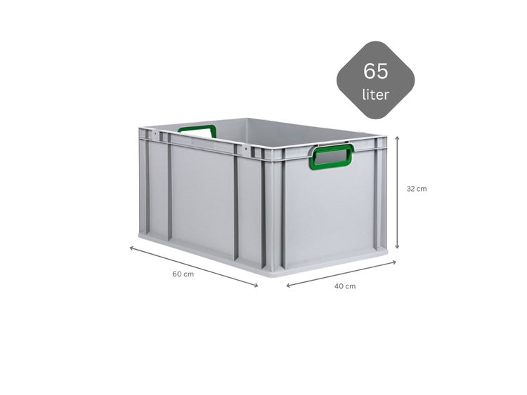 PROREGAL Spar Set 10x Eurobox Nextgen Color HxBxT 32 x 40 x 60 cm 65 Liter Griffe Grün Offen Verstärkter Boden Eurobehälter Transportbox