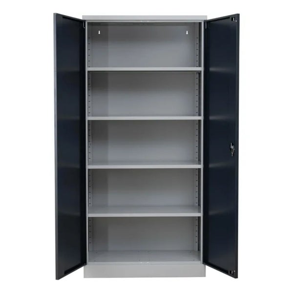 PROREGAL Stahlschrank Bee 7 Fachböden HxBxT 195 x 92 x 42 cm Pulverbeschichtetes Fachbodenmaterial Grau & Anthrazit