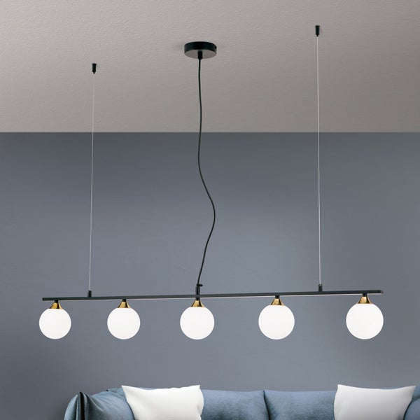 Hängeleuchte Snowwhite 120 cm Schwarz Gold 5 x G9