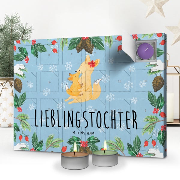 Mr. & Mrs. Panda Duftkerzen Adventskalender Fuchs Mama - Blau Pastell