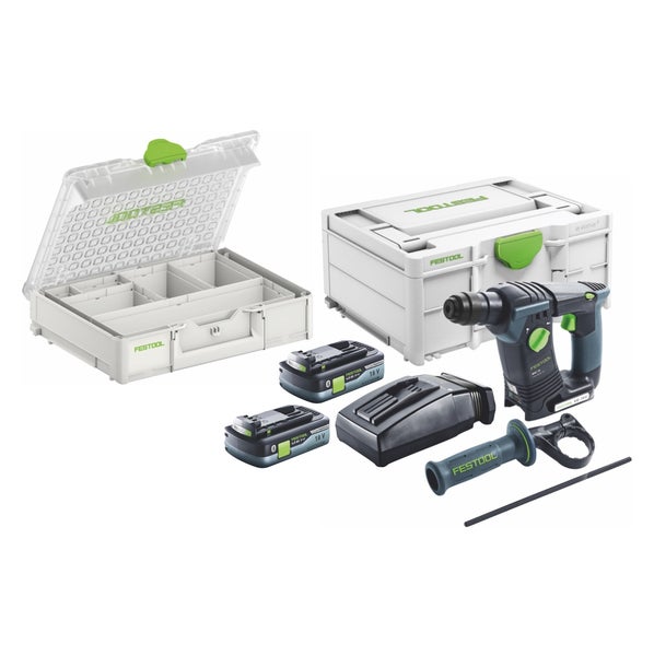 Festool BHC 18 HPC 4,0 I-Plus Organizer Edition ( 577430 ) Akku Bohrhammer 18 V 25 Nm 1,8 J SDS Plus Brushless + 2x Akku 4,0 Ah + Ladegerät + Organizer + Systainer