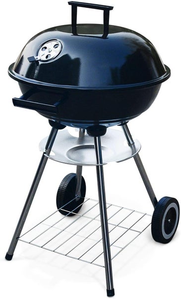 RESCH MAXX Holzkohlegrill Ø 44cm – 4 Personen Kugelgrill mit Deckel, fahrbarer Grill für Garten, Balkon & Unterwegs