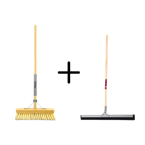 Bürste und Abzieher Set mit Holzstiel