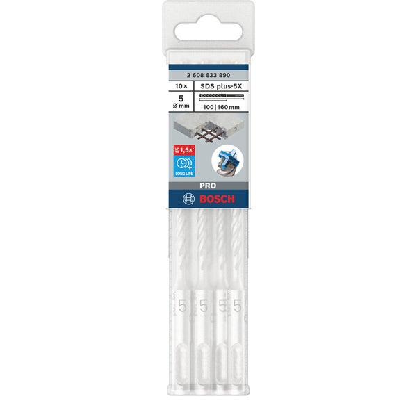 Bosch SDS plus-5X Bohrer Set, 10 Stück, Durchmesser 5 mm
