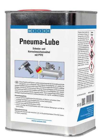 WEICON Pneuma-Lube | Schmiermittel mit PTFE für Druckluftwerkzeug | 1 L | gelblich