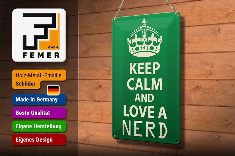 Blechschild Spruch 20x30cm Keep Calm and love a nerd