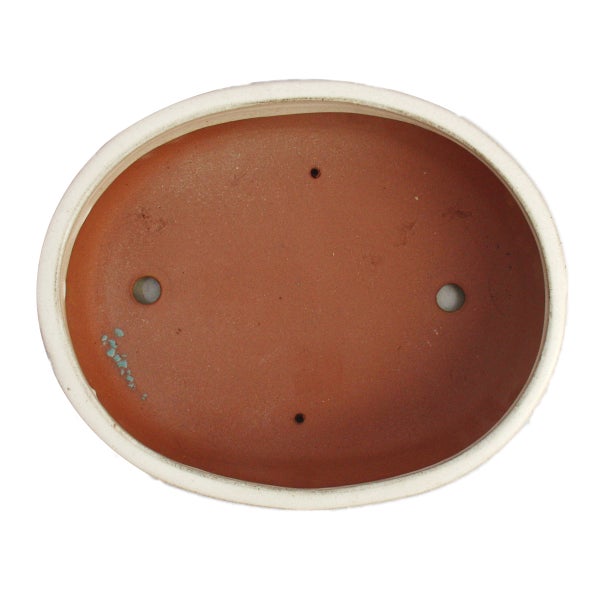 Bonsai-Schale mit Unterteller Gr. 5 - hellbeige - oval - Modell O7 - L 31cm - B 24cm - H 7,5 cm