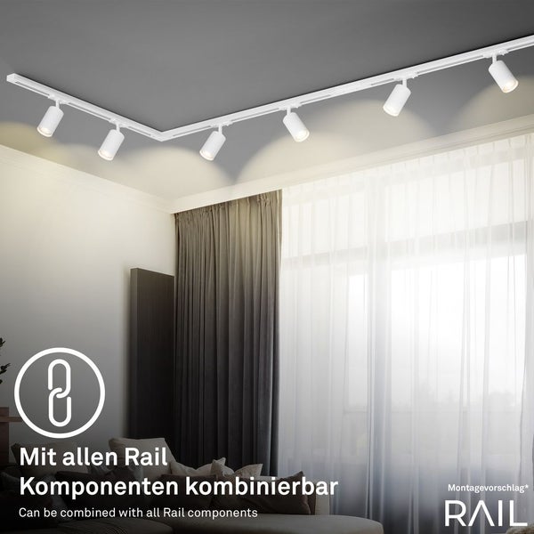 Briloner Rail Schienensystem, Komplettset, 6x GU10 Spots, Schwenkbar, Drehbar, Weiß, 2,25 m