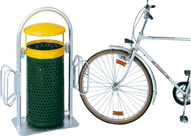 PROREGAL Fahrradparker Für Abfallammler Mit Rohrbogenständer Verzinkter Stahl