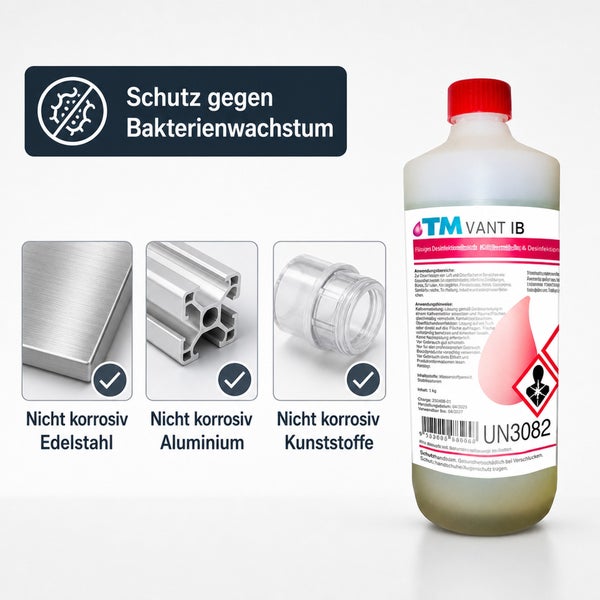 TM VANT IB Desinfektionsmittel zur Kaltvernebelung mit Schutz gegen Bakterienwachstum, geeignet für Edelstahl, Aluminium und Kunststoffe.