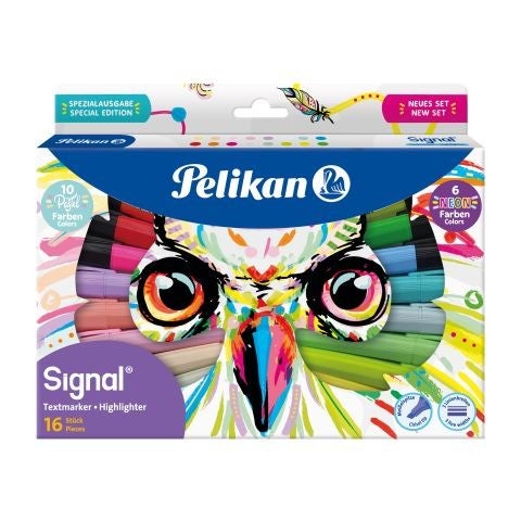 Pelikan Textmarker Signal, Eulen Print, 16er Set