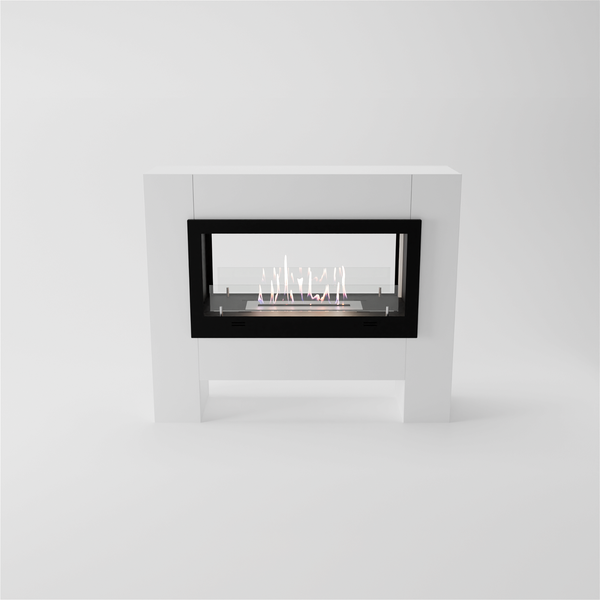 GLOW FIRE Ethanol Kamin 'Harstad ' | Ethanolofen in weiß mit 3 Std. Brenndauer und 2 KW Heizleistung | BxHxT: 114,2x98,5x29,8 cm