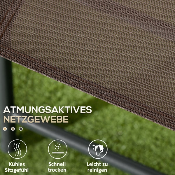 Outsunny Bistro-Set 3-teilig aus Metall Wetterfest Gartenmöbel Set mit klappbar Glastisch Gartenstühlen Outdoor Balkonmöbel Set Sitzgruppe Balkonset Gartengarnitur Braun