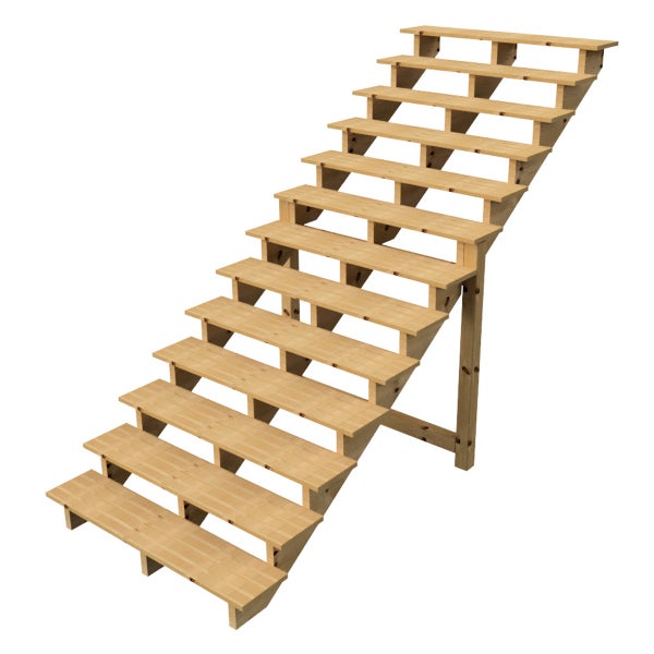 Holztreppe mit zwölf Stufen
