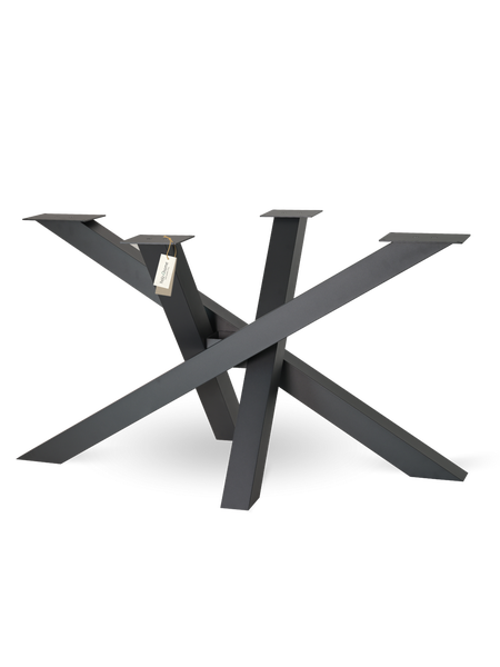 Modernes Tischgestell aus Metall in Spinnenform, schwarz, robustes Untergestell für Esstische.