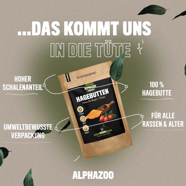 ALPHAZOO Hagebuttenpulver 500g für Hunde und Katzen I Vitamin C aus der Hagebutte