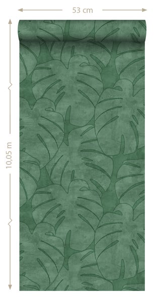 Tapetenrolle mit Monstera-Blattmuster, 53 cm breit und 10,05 m lang