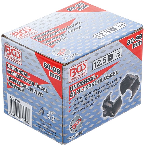 BGS Universal-Ölfilterschlüssel Antrieb Innenvierkant 12,5 mm (1/2) Ø 80 - 98 mm - 8396