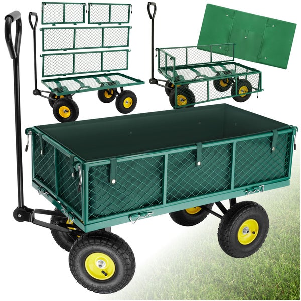 Bollerwagen tectake  Belastbarkeit 350 kg mit klappbaren Seitenwänden grün