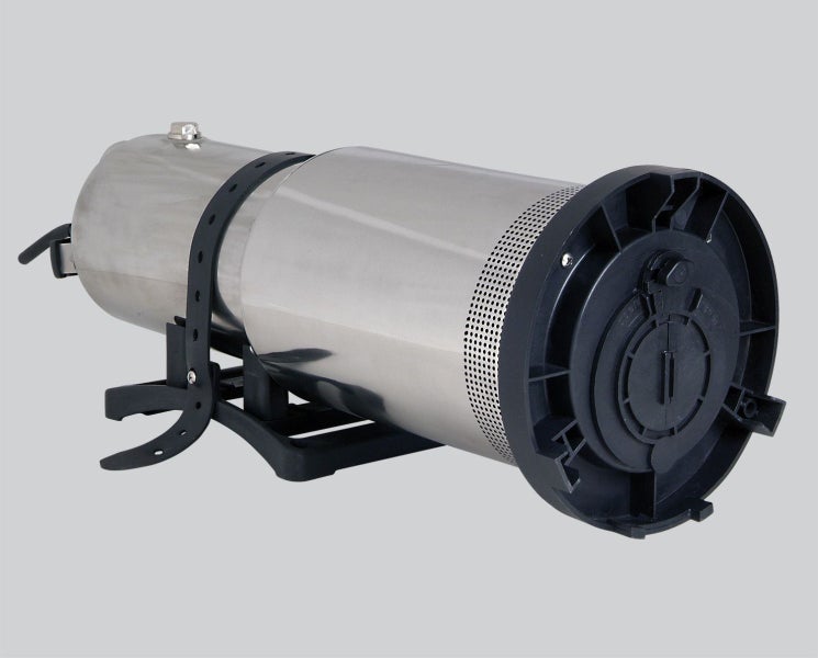 Detailansicht einer Tauchdruckpumpe mit Schlauchanschluss