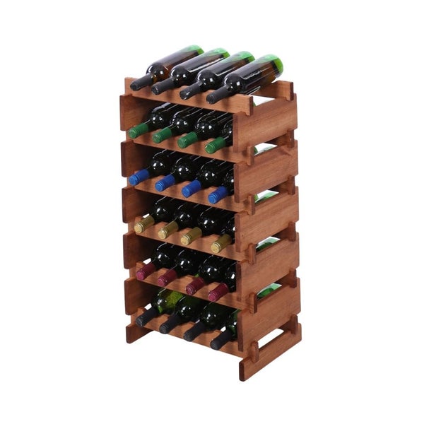 Weinregal VINOTECA FLEX PRO HxBxT 79x46x28cm 24 Flaschen auf 6 Ebenen Massives Kiefernholz Braun geölt