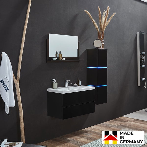 Home Deluxe - Badmöbel - Set - WANGEROOGE BIG Deluxe – Größe: L, Farbe: Schwarz, Breite Waschbecken: ca. 80 cm I Badezimmermöbel Waschtisch Waschbecken