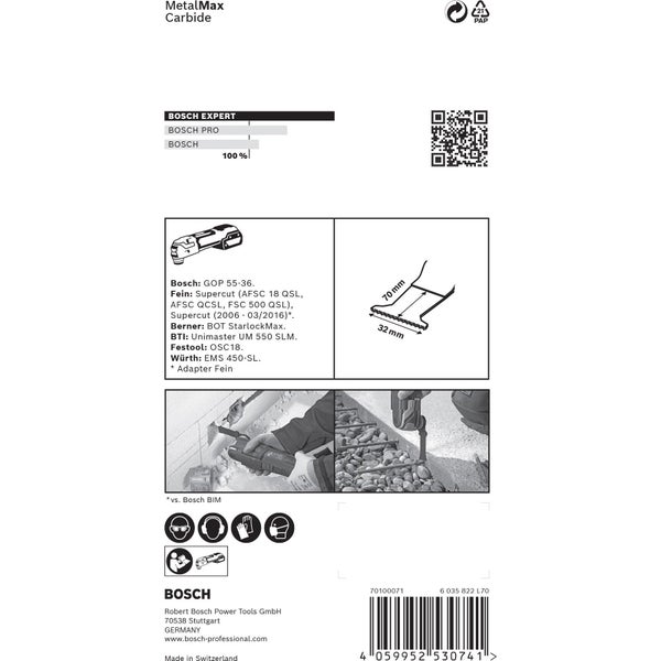 Bosch MetalMax Carbide Sägeblattdetails und Anwendungsbeispiele