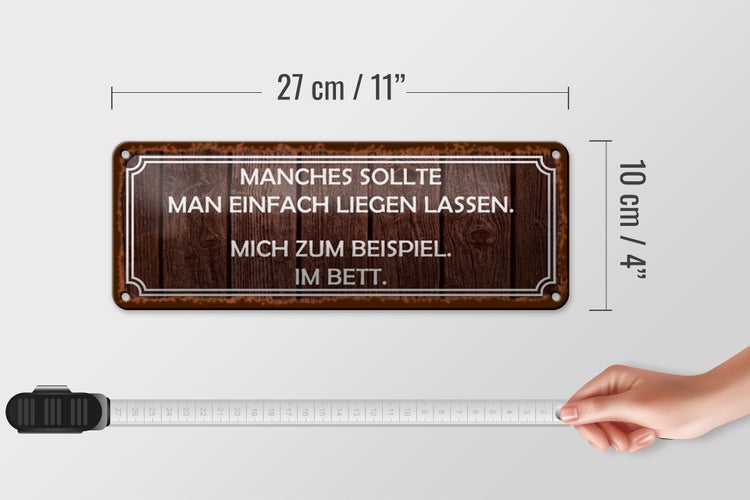 Blechschild Spruch 27x10cm manches sollte man liegen lassen Dekoration