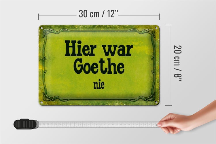 Blechschild Spruch 30x20cm Hier war Goethe nie