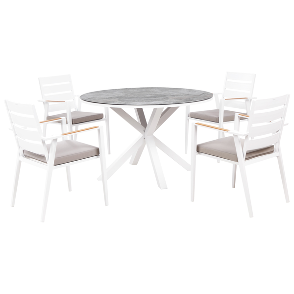 Gartentischset mit rundem Tisch und vier Stühlen