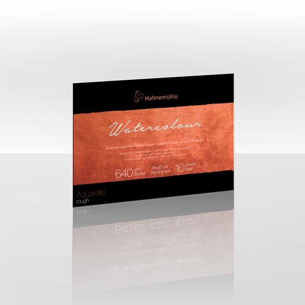 Hahnemühle Echt-Bütten Aquarellblock rau 640 Gramm pro Quadratmeter 24 mal 32 Zentimeter 10 Blatt 100 Prozent Hadern