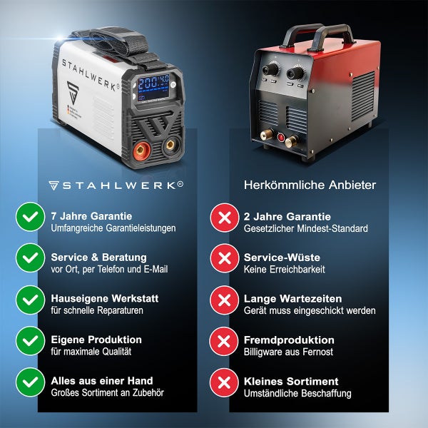 STAHLWERK Schweißgerät ARC 200 MD Digital - DC MMA Lift-TIG Inverter 200 Ampere