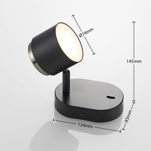 Lindby LED Deckenlampe Marrie (Modern) in Schwarz aus Aluminium (1 flammig, ) - Deckenleuchte Wandleuchte Strahler Spot Lampe Wohnzimmerleuchte